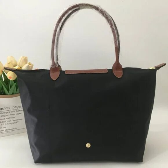 NWT Longchamp Le Pliage Original Large Shoulder Nylon Bag Tote Black